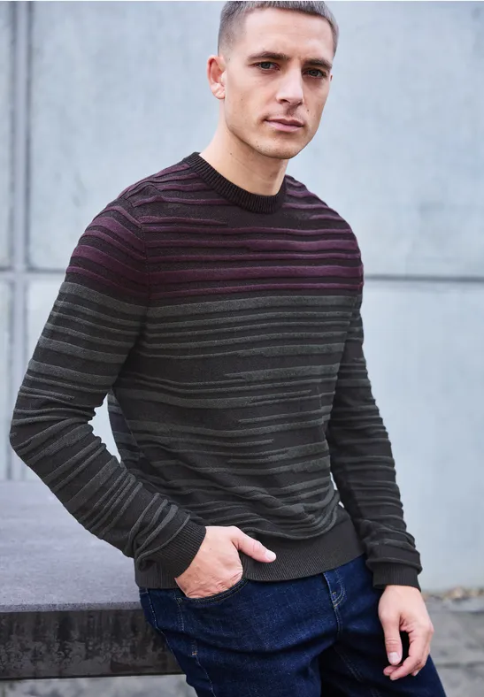 Street One Strukturstreifen Pullover male Rot