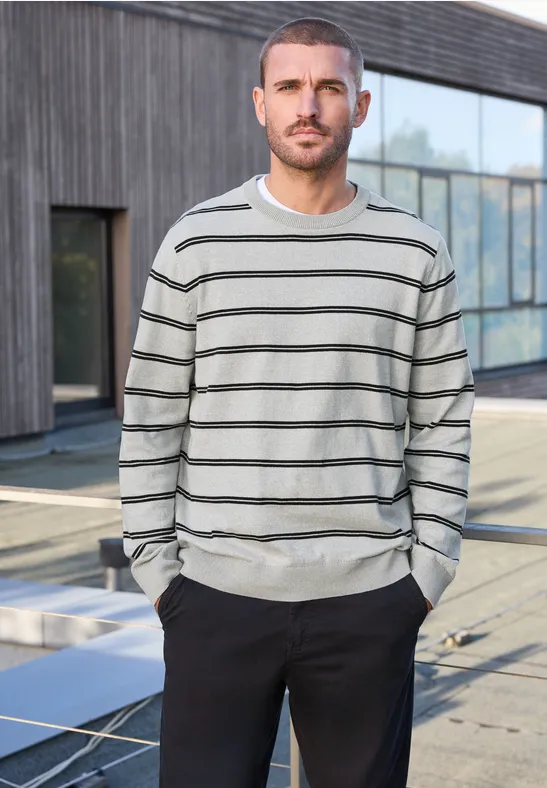 Thumbnail - Gestreifter Basic Pullover