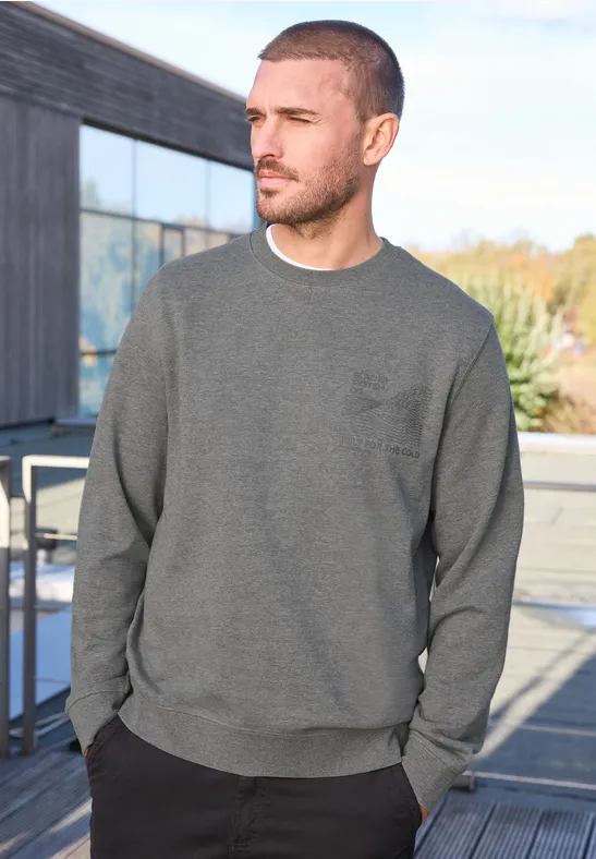 Thumbnail - Street One MEN Männer Sweatshirt mit Detailprint in Grau, Gr: 3XL