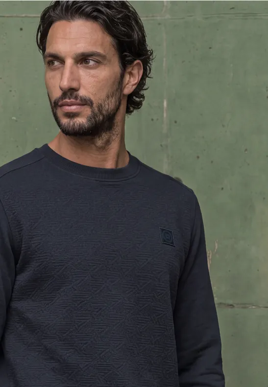 Sweatshirt mit Rundhals und Strukturfront