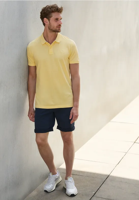 Thumbnail - Street One MEN Männer Garment dye Piqué Poloshirt in Gelb, Gr: 3XL