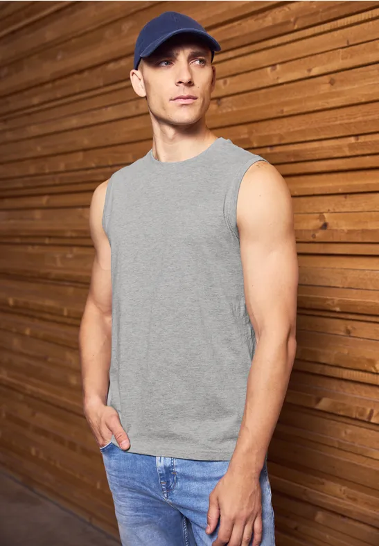 Thumbnail - Street One MEN Männer Basic Tanktop in Grau, Gr: L