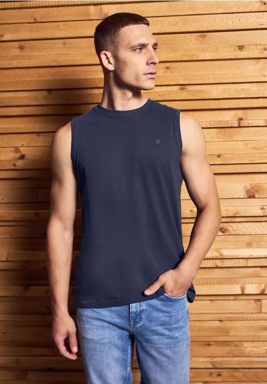 Thumbnail - Street One MEN Männer Basic Tanktop in Blau, Gr: L
