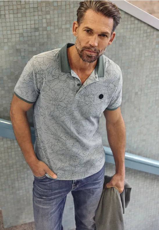 Thumbnail - Street One MEN Männer Oxford Poloshirt in Grün, Gr: 3XL