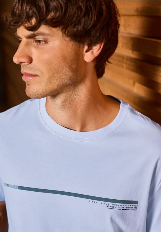 Thumbnail - Street One MEN Männer T-Shirt mit Streifen-Motiv in Blau, Gr: M