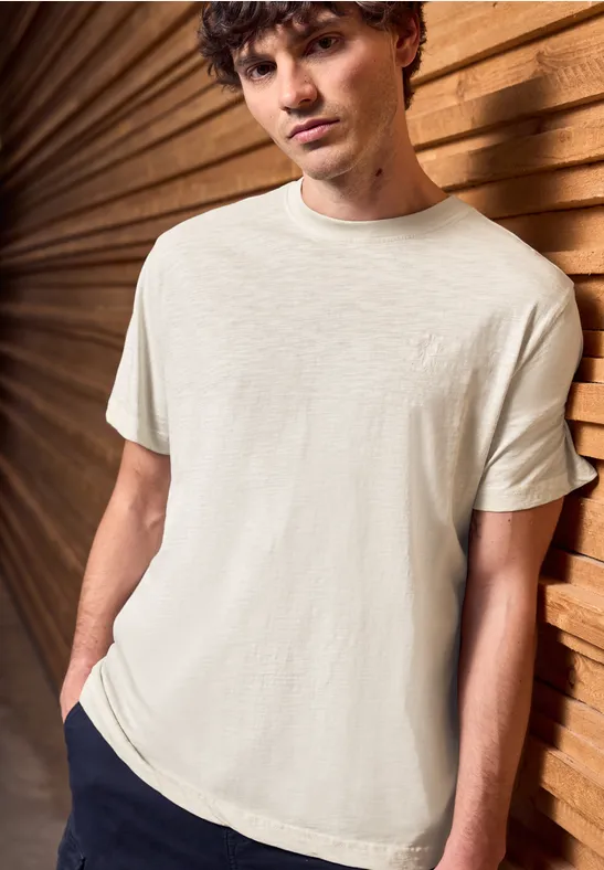 Thumbnail - Street One MEN Männer Slub T-Shirt in Washed-Optik in Beige, Gr: XL