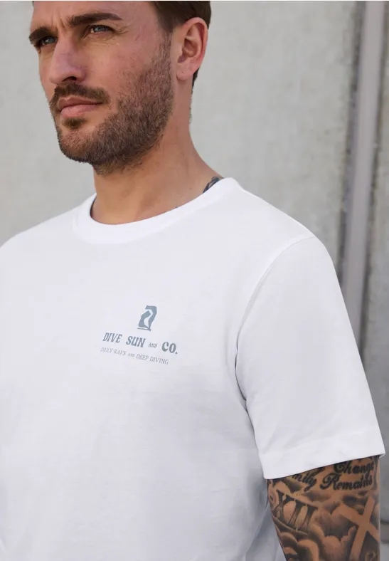 Thumbnail - Street One MEN Männer T-Shirt mit Backprint in Weiß, Gr: L