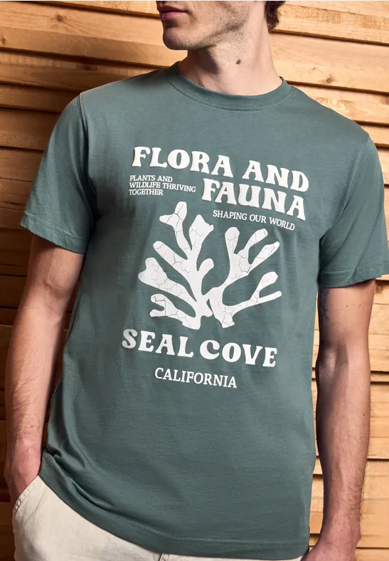 Thumbnail - Street One MEN Männer T-Shirt mit maritimem Print in Grün, Gr: XXL