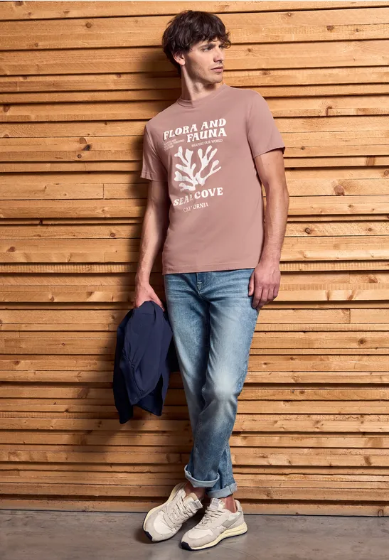 Thumbnail - Street One MEN Männer T-Shirt mit maritimem Print in Rosa, Gr: 3XL