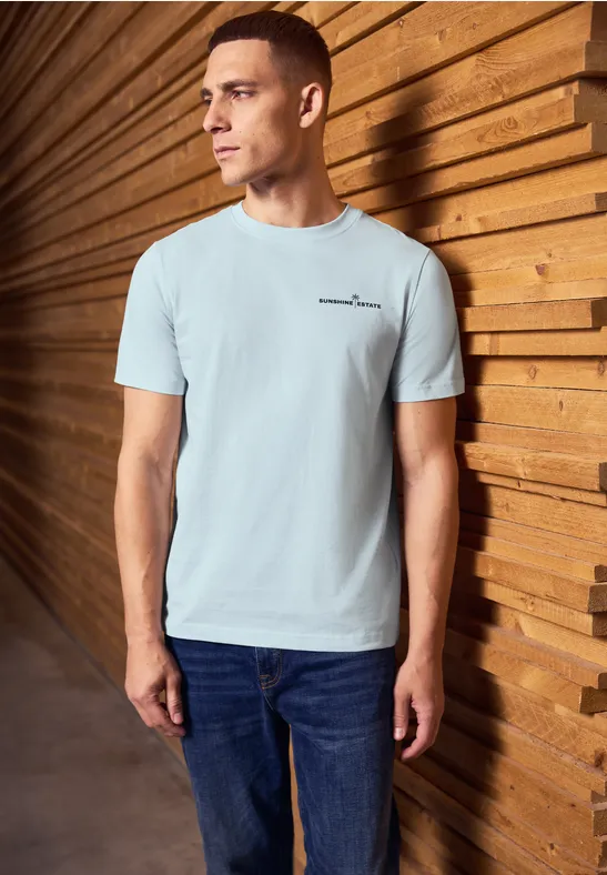 Thumbnail - Street One MEN Männer T-Shirt mit Chestprint in Blau, Gr: XXL