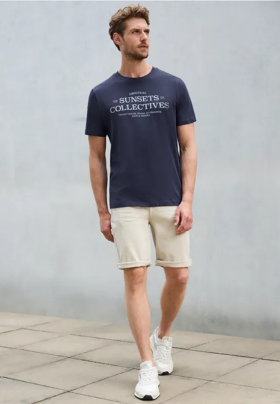 Thumbnail - Street One MEN Männer T-Shirt mit Print in Blau, Gr: M