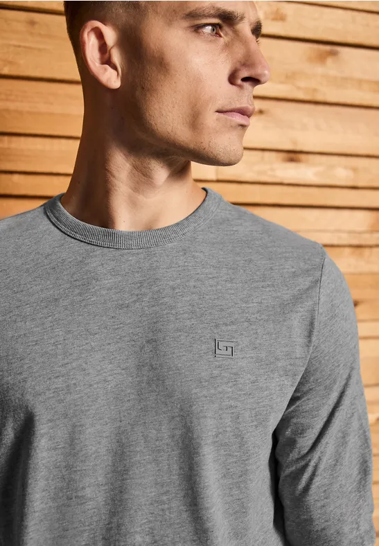 Thumbnail - Street One MEN Männer Softes Langarmshirt in Grau, Gr: L