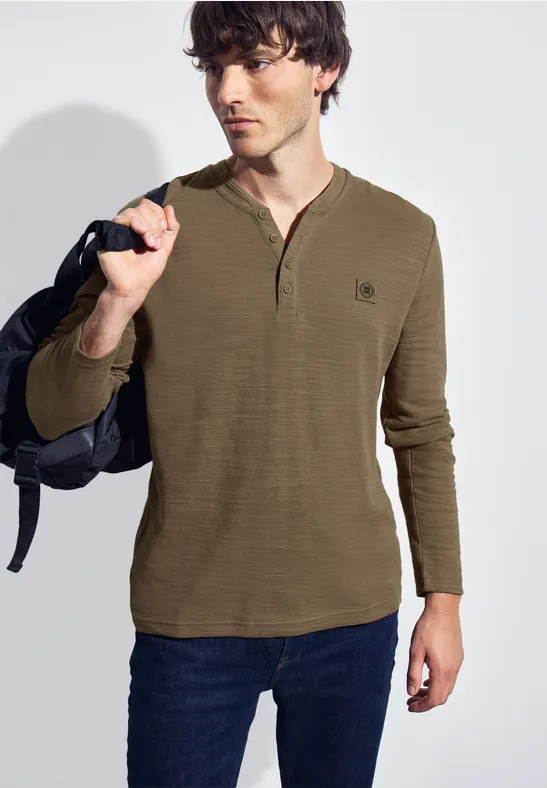 Thumbnail - Softes Slub Henleyshirt