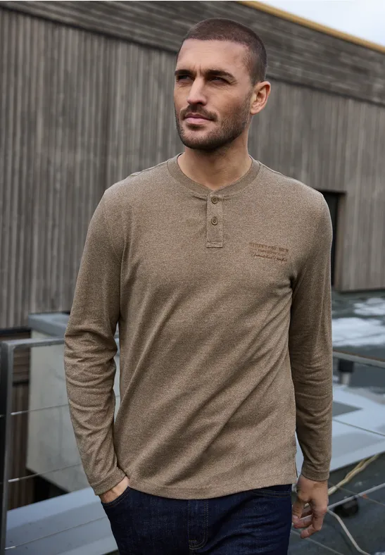 Street One Langarmshirt mit Stickerei male Braun