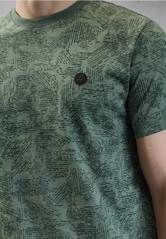 Thumbnail - Street One MEN Männer Gemustertes T-Shirt in Grün, Gr: 3XL