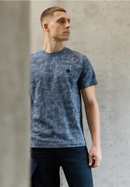 Thumbnail - Street One MEN Männer Gemustertes T-Shirt in Blau, Gr: L