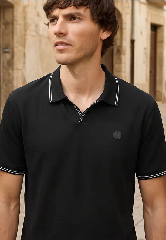 Kurzarm Poloshirt mit Struktur