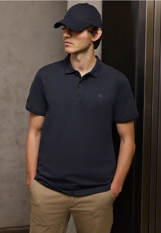 Thumbnail - Street One MEN Männer Kurzarm Poloshirt in Stretchqualität in Blau, Gr: 3XL