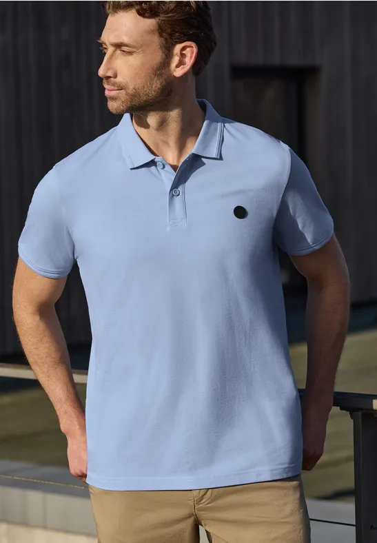 Street One Kurzarm Poloshirt in Stretchqualität male Blau