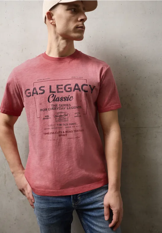 Thumbnail - Street One MEN Männer Garment Dye T-Shirt in Rot, Gr: XL