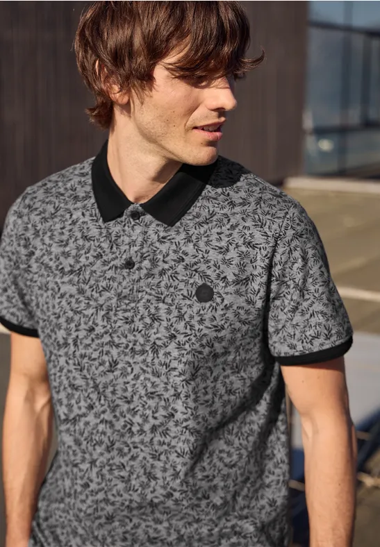 Thumbnail - Kurzarm Oxford Poloshirt mit Print