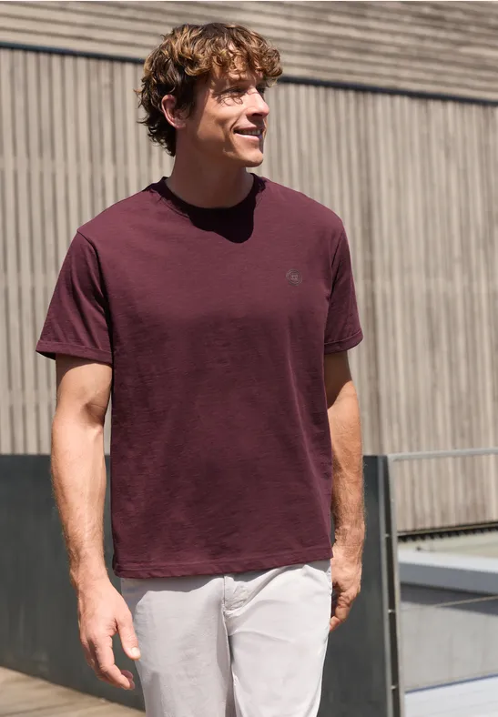 Street One T-Shirt mit Rundhals und Turn-Up-Detail male Rot