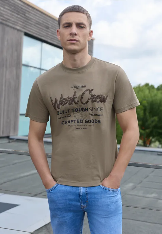 T-Shirt mit Rundhals und Wording Artwork