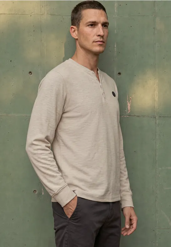 Langarm Henleyshirt im Melange-Look