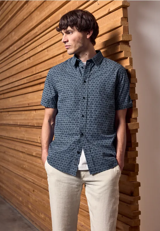 Thumbnail - Street One MEN Männer Popeline Hemd in Blau, Gr: 3XL