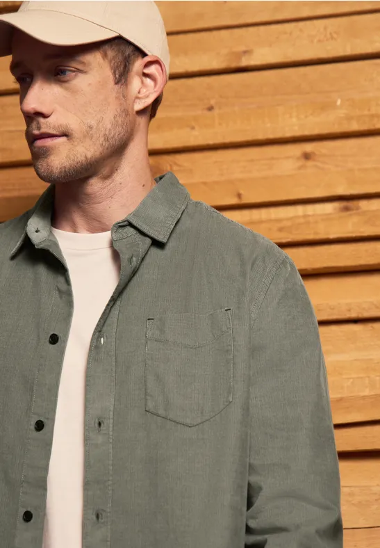 Thumbnail - Street One MEN Männer Softes Cordhemd in Grün, Gr: 3XL