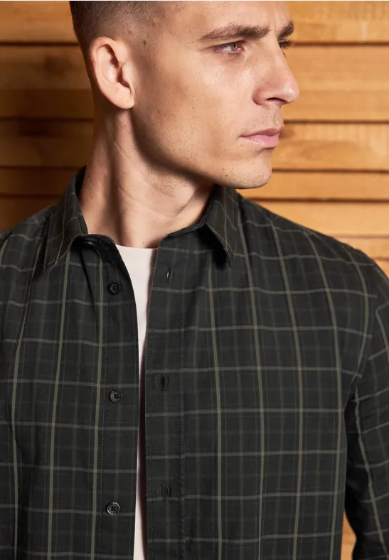 Thumbnail - Street One MEN Männer Kariertes Oxford Hemd in Schwarz, Gr: XXL