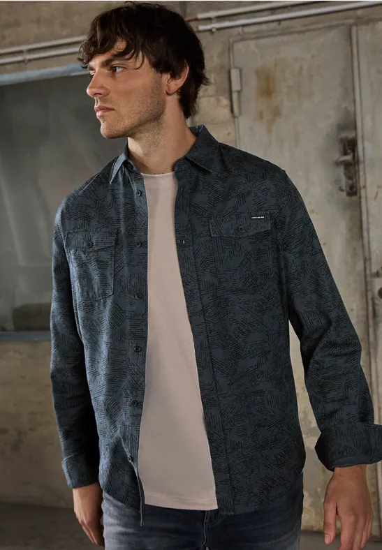 Thumbnail - Street One MEN Männer Gemustertes Hemd in Blau, Gr: 3XL