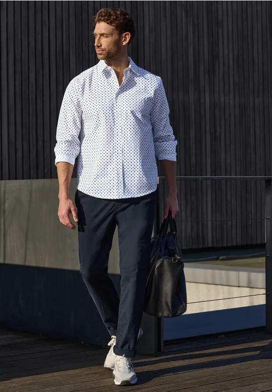 Thumbnail - Street One MEN Männer Langarm Hemd in Popeline Qualität in Weiß, Gr: 3XL