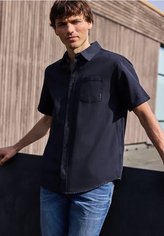 Street One Bedford Hemd mit Kurzarm und Tasche male Blau