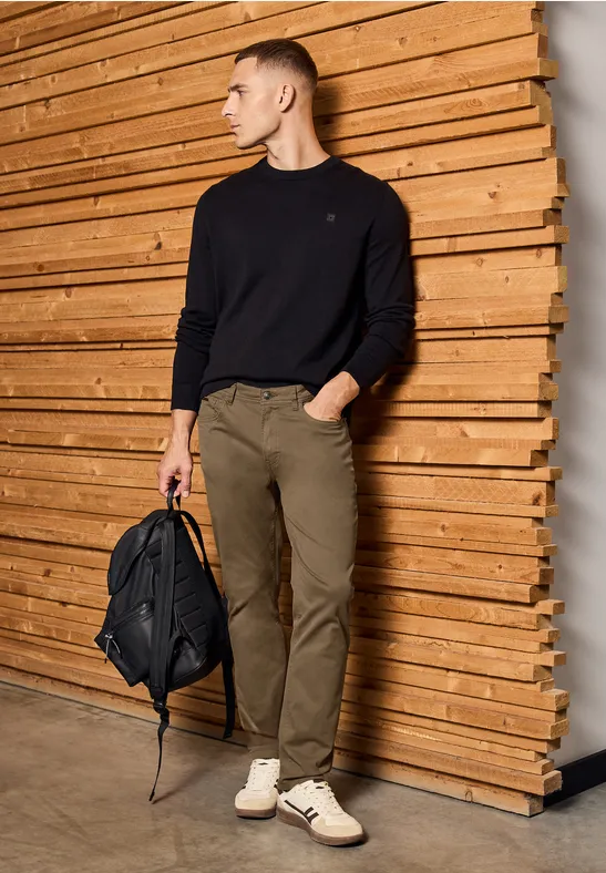 Thumbnail - Street One MEN Männer Slim Fit Hose in Braun, Gr: 28