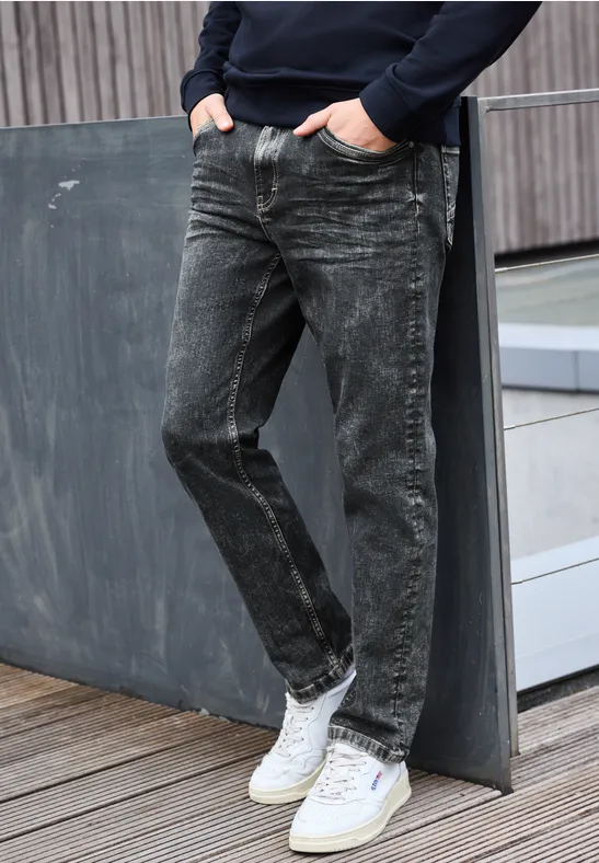 Thumbnail - Street One MEN Männer Straight Leg Jeans in Grau, Gr: 28