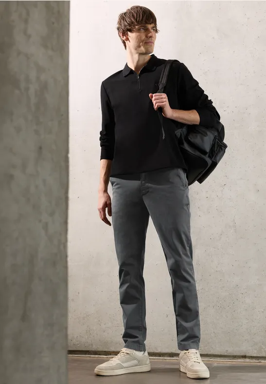 Thumbnail - Street One MEN Männer Chino mit Stretchbund in Grau, Gr: 28