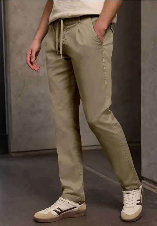 Thumbnail - Street One MEN Männer Chino mit Struktur in Beige, Gr: 28