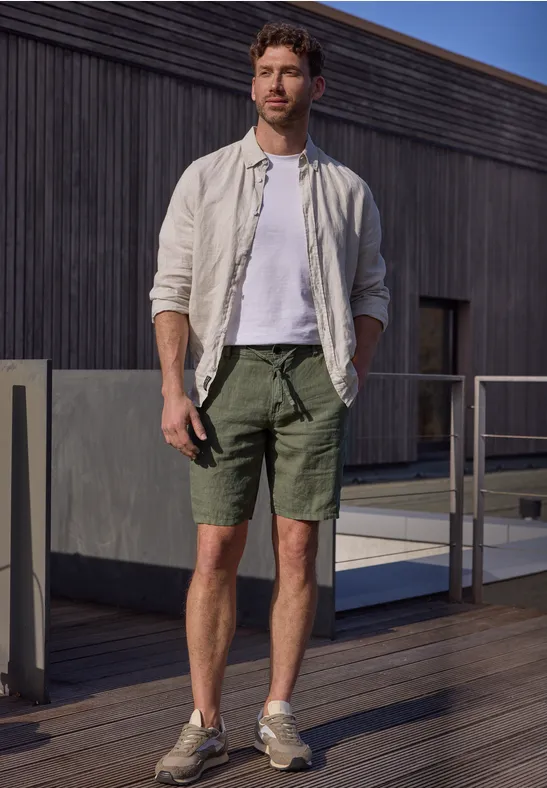 Street One Chinoshorts aus Leinen male Grün