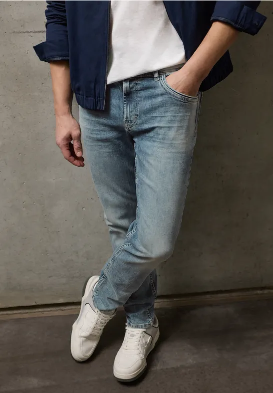 Thumbnail - Street One MEN Männer Slim Leg Jeans in Blau, Gr: 28