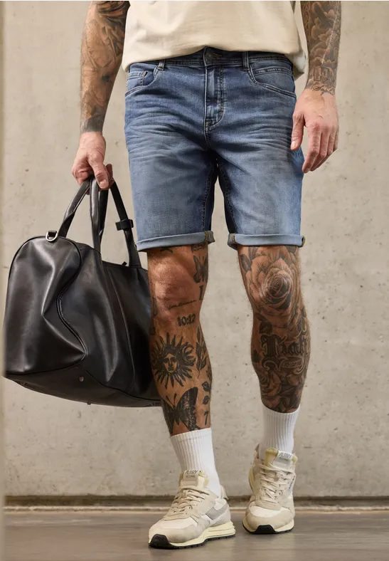 Thumbnail - Street One MEN Männer Jeansshorts im Regular Fit in Blau, Gr: 32