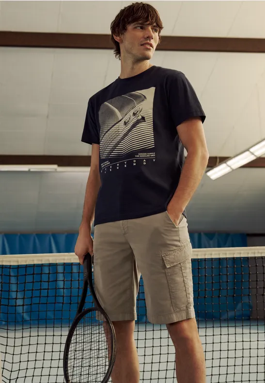 Thumbnail - Street One MEN Männer Bermuda im Regular Fit im Cargo-Look in Beige, Gr: 32