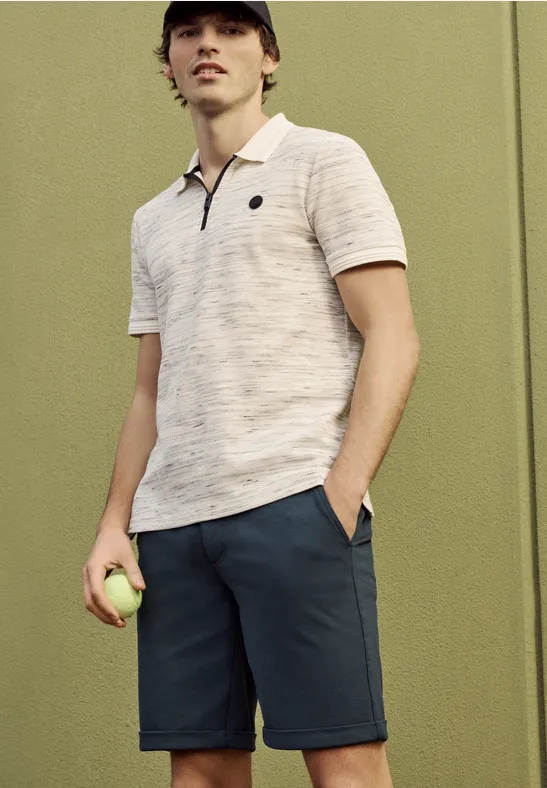 Street One Chino Shorts aus elastischem Jersey mit Flexbund male Blau