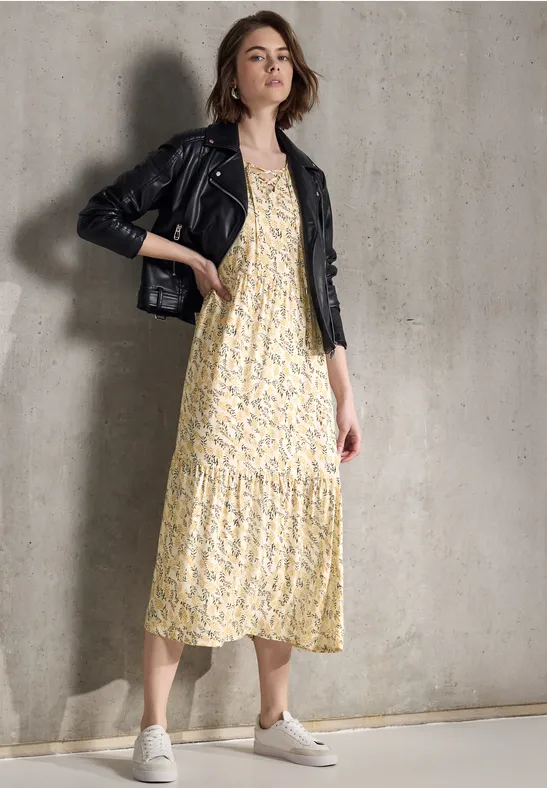 Thumbnail - Street One Studio Frauen Volant Kleid in Gelb, Gr: 44