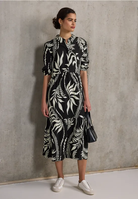 Thumbnail - Street One Studio Frauen Blusenkleid mit Volants in Schwarz, Gr: 38