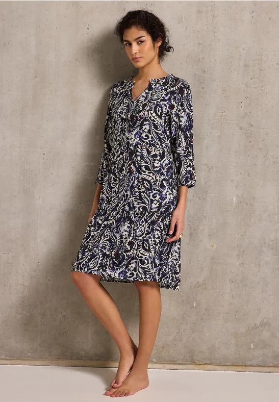 Thumbnail - Street One Studio Frauen Gemustertes Tunika-Kleid in Blau, Gr: 44