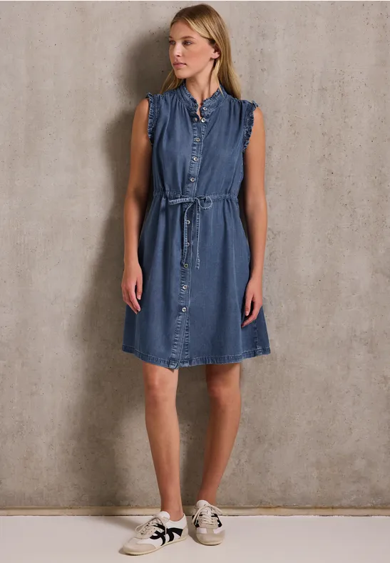 Thumbnail - Street One Studio Frauen Jeanskleid mit Rüschen in Blau, Gr: 42