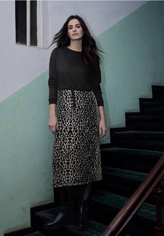 Thumbnail - Midi-Kleid mit Leo-Rock