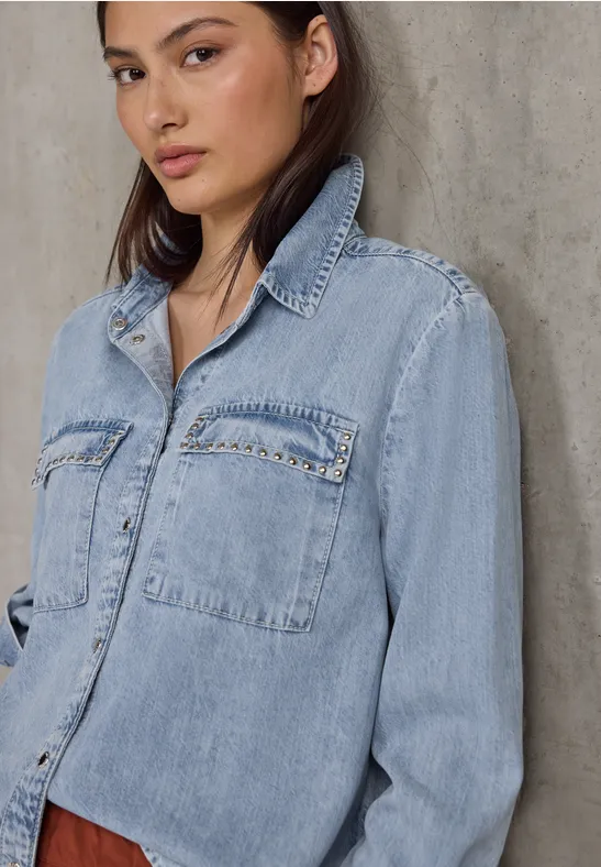 Thumbnail - Street One Studio Frauen Bleached Denim Overshirt in Blau, Gr: 42