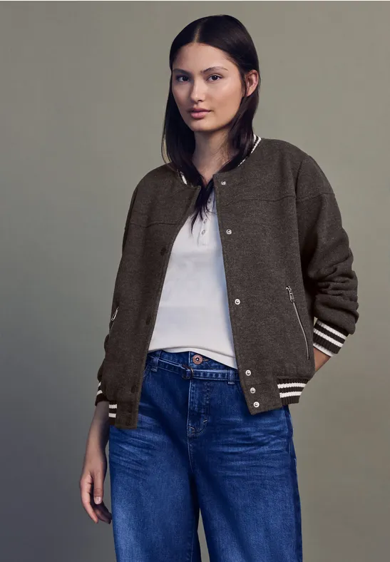 Thumbnail - Street One Studio Frauen Blouson mit College-Details in Braun, Gr: 40